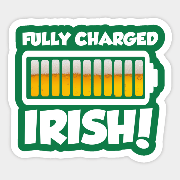 Fully Charged Irish Sticker by thingsandthings